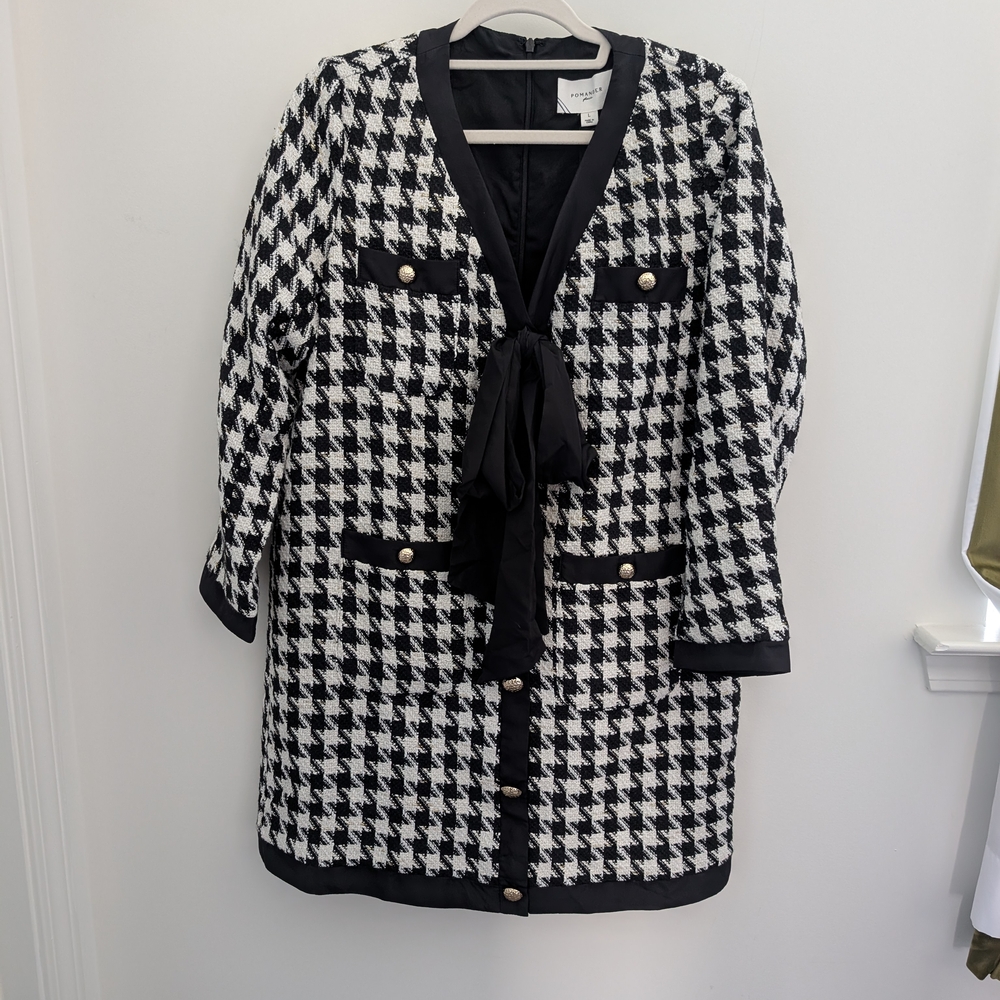 Pomander Place Black and White Mini Dress with Bold Pattern
